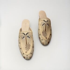 FARM Rio Palm Embroidered Tan Loafers